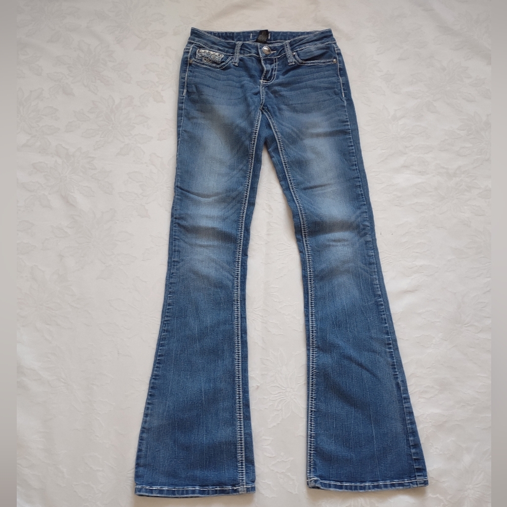 Bling Flare Jeans embroidered embellished crystals